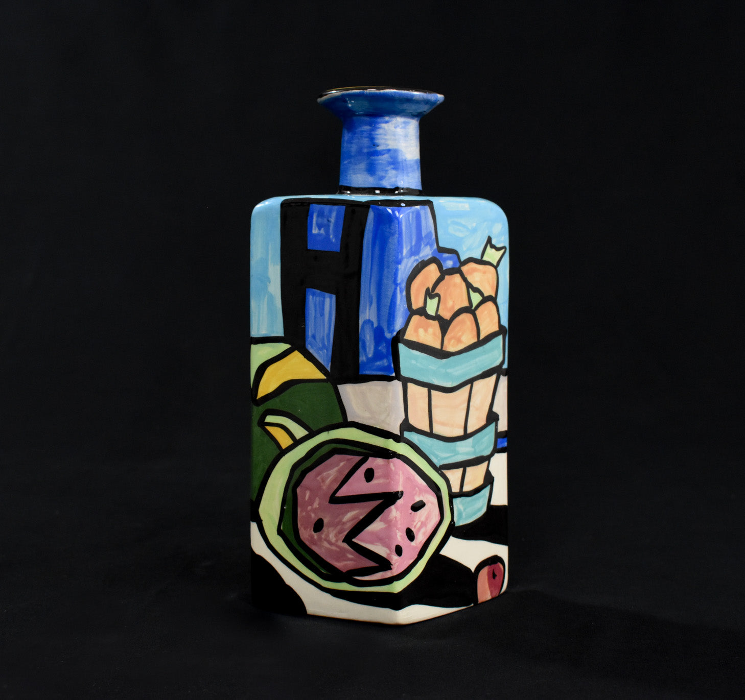 Suzanne Pottery Art Work Vase 8in Used bottle Colorful Fine Piece Used