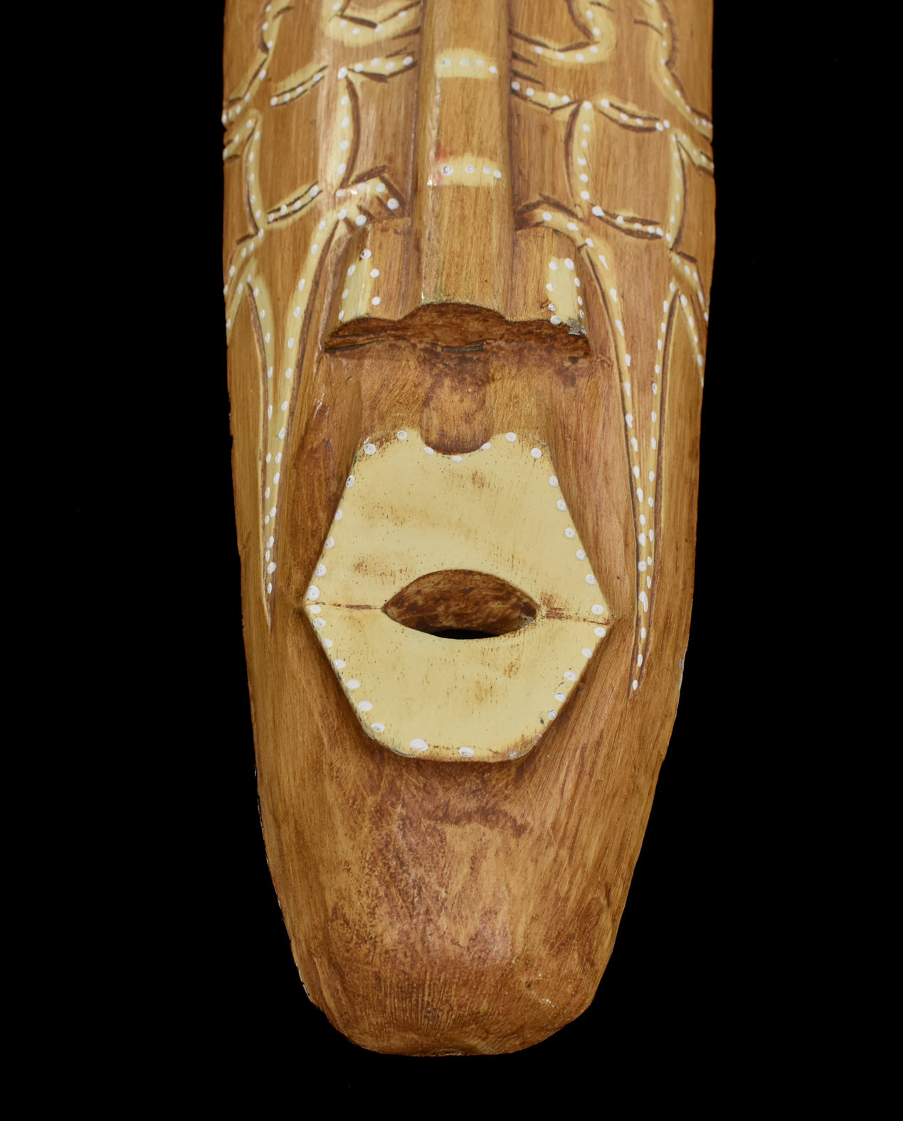 Tiki Mask Vintage Wood Piece Hand Made Used Brown Craved Wood Decor