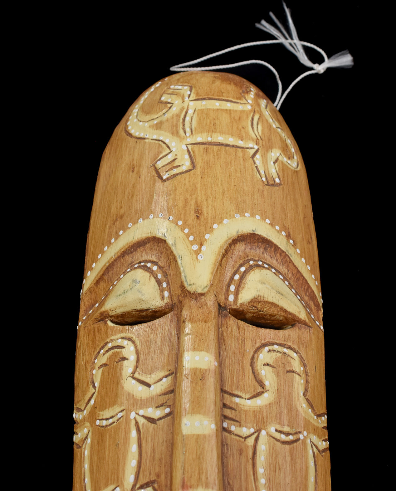 Tiki Mask Vintage Wood Piece Hand Made Used Brown Craved Wood Decor