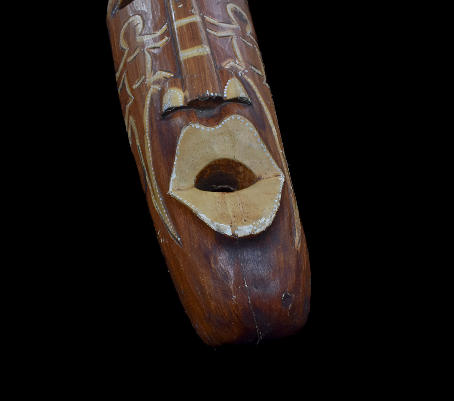 Tiki Mask Hand Made Wood Brown Custom Made Home Decor Used