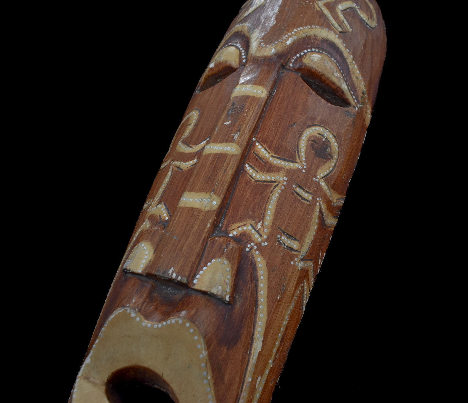 Tiki Mask Hand Made Wood Brown Custom Made Home Decor Used