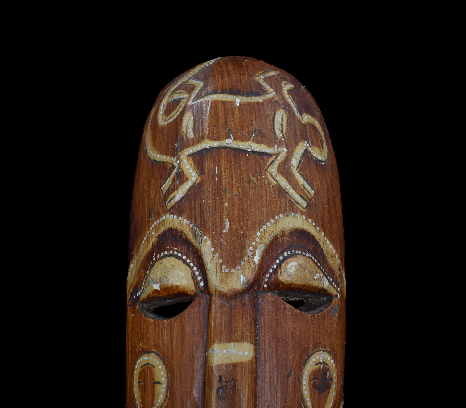 Tiki Mask Hand Made Wood Brown Custom Made Home Decor Used