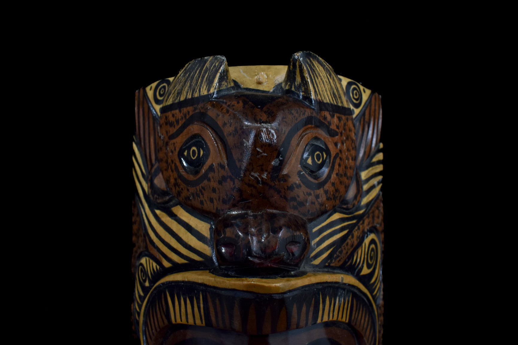 Hand Carved Native Mayan Tecun Uman Vintage Wooden Mask Used Unknown Artist