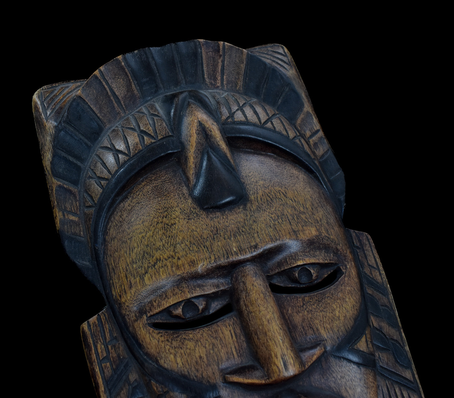 Aztec Mayan Mask Handcrafted Wood Vintage Decor Used