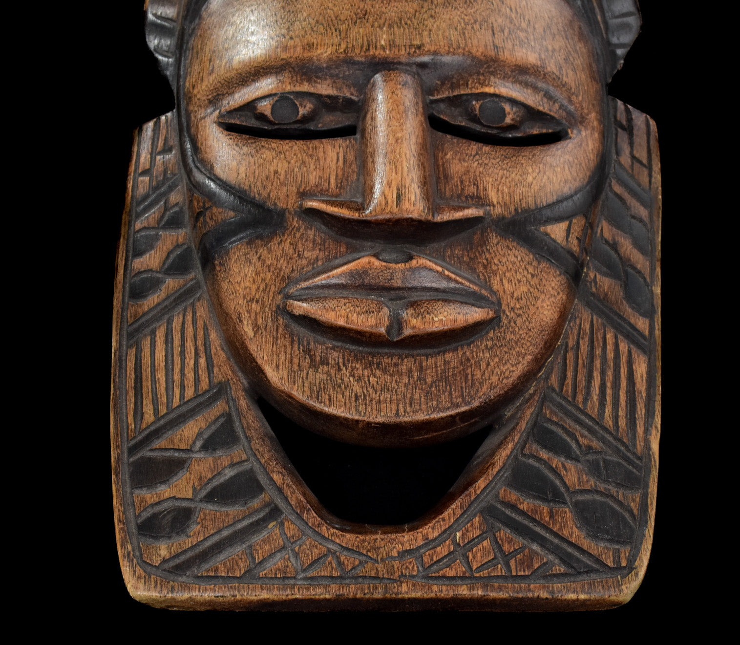 Aztec Mayan Mask Handcrafted Wood Vintage Decor Used