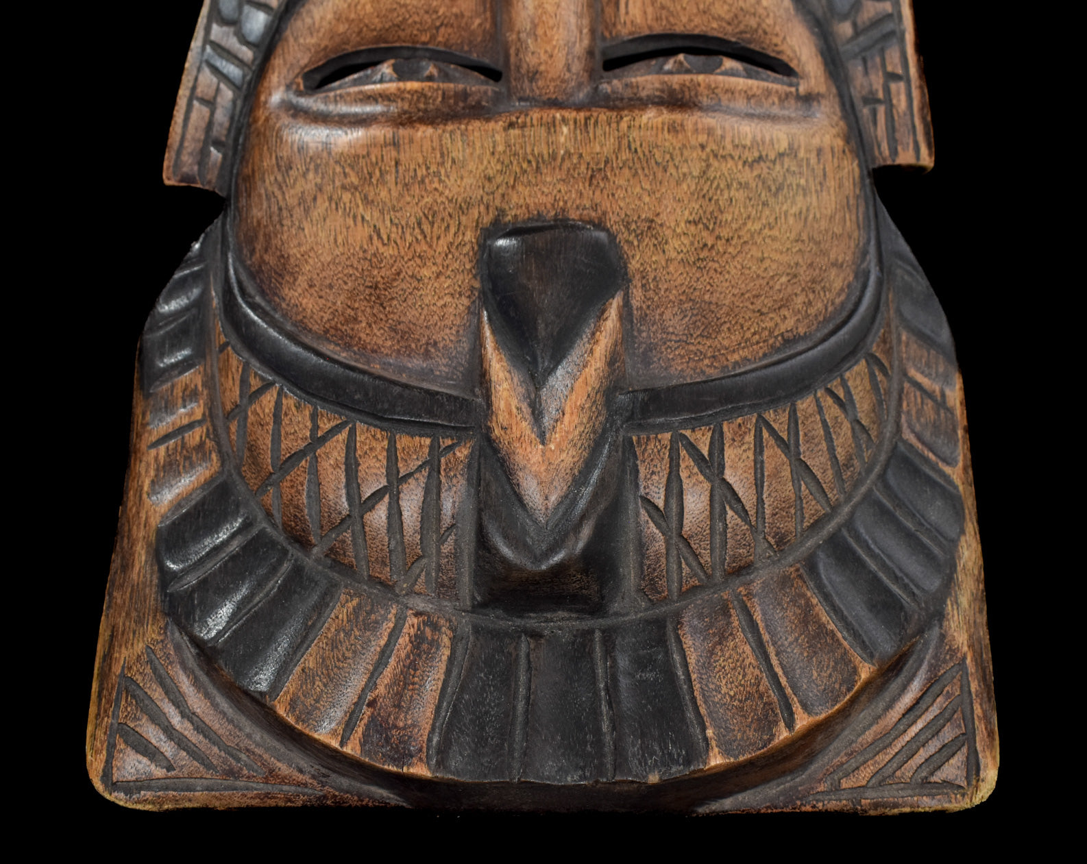 Aztec Mayan Mask Handcrafted Wood Vintage Decor Used