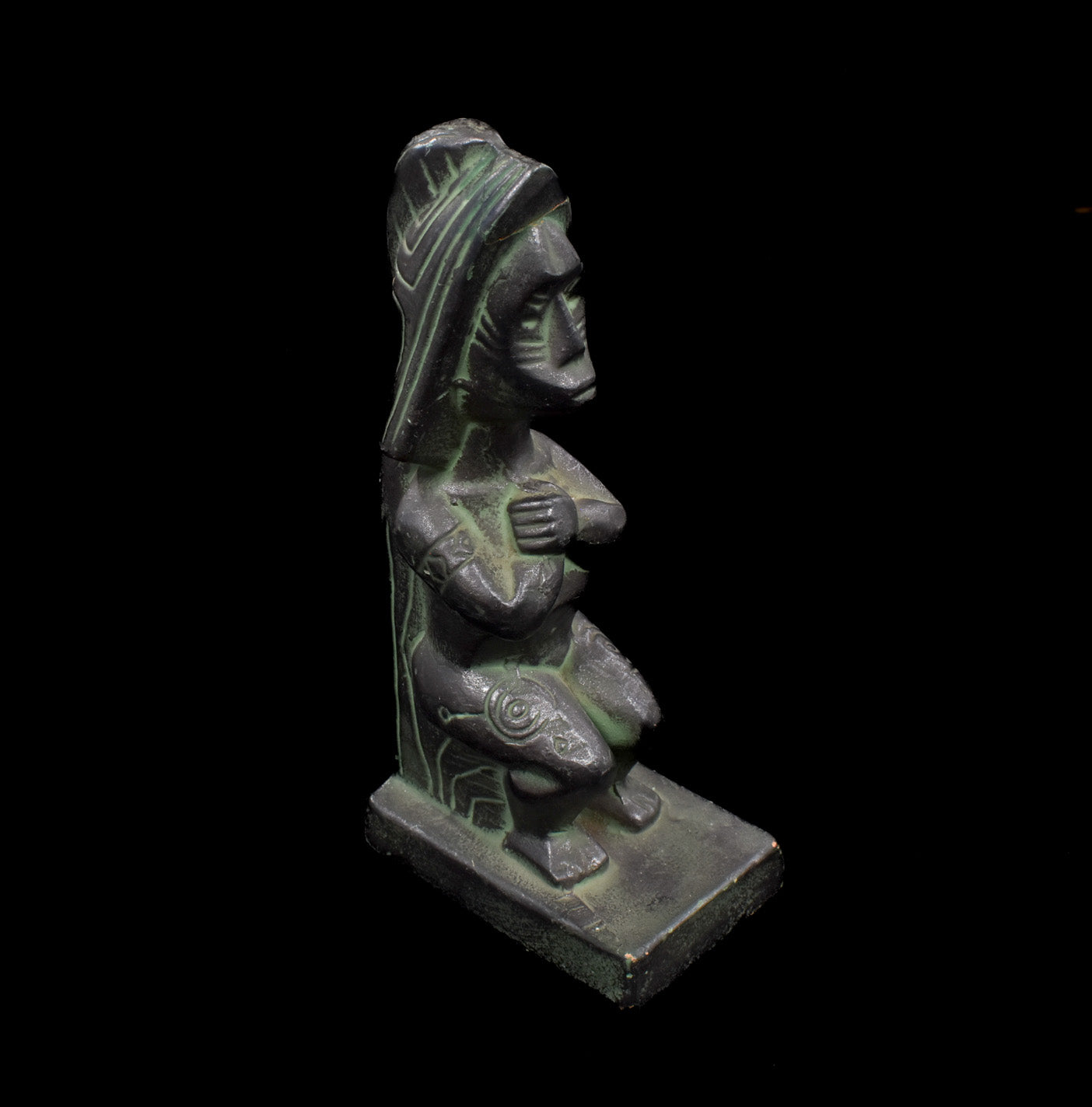 Hongshan Culture Black Meteor Pharaoh King Dominator Statue Used