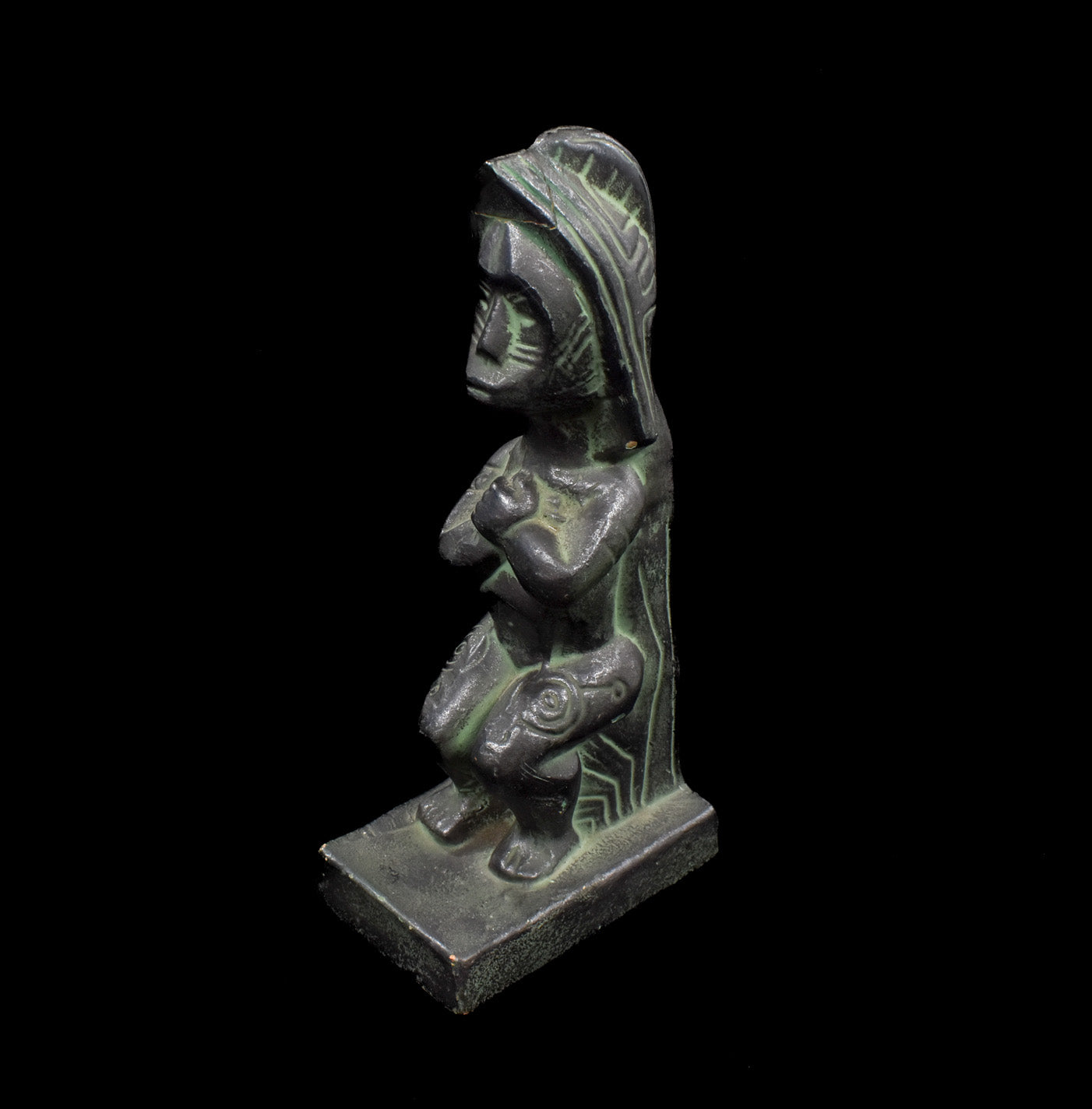 Hongshan Culture Black Meteor Pharaoh King Dominator Statue Used