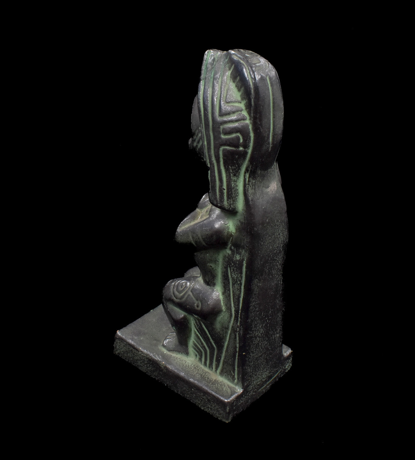 Hongshan Culture Black Meteor Pharaoh King Dominator Statue Used