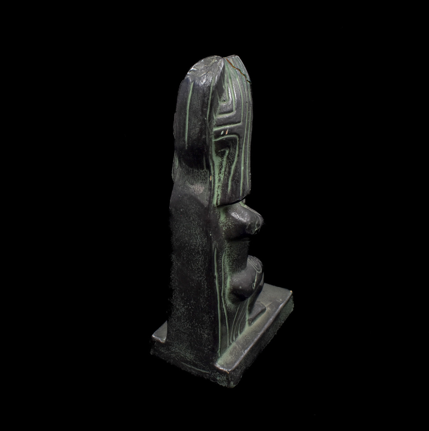 Hongshan Culture Black Meteor Pharaoh King Dominator Statue Used