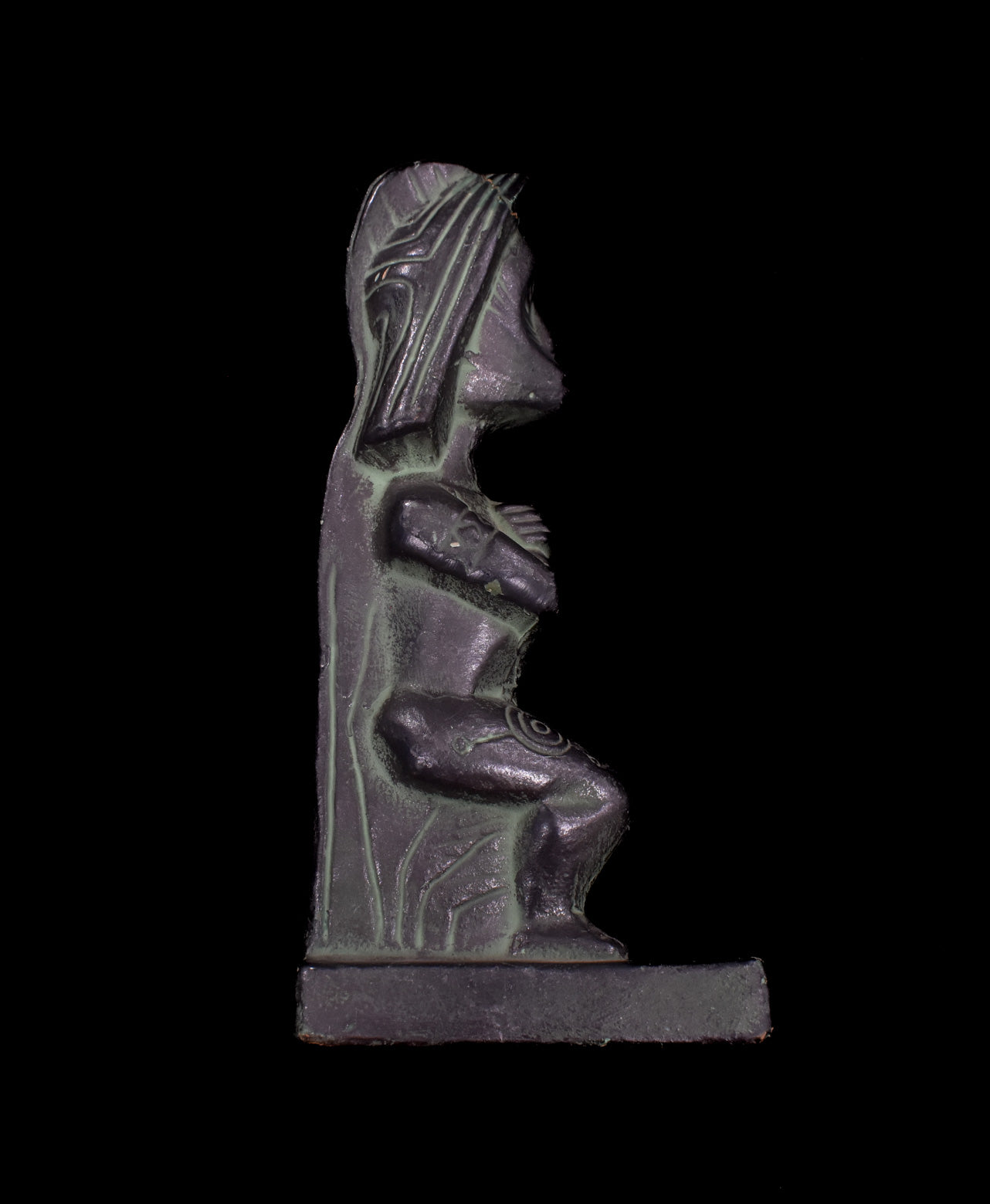 Hongshan Culture Black Meteor Pharaoh King Dominator Statue Used