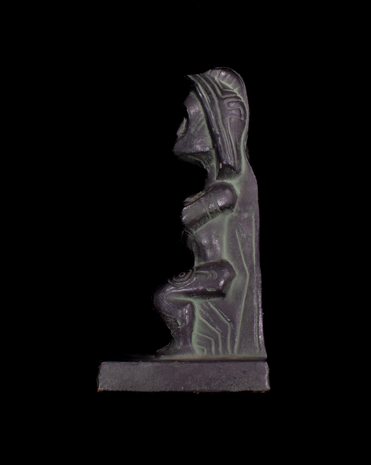 Hongshan Culture Black Meteor Pharaoh King Dominator Statue Used