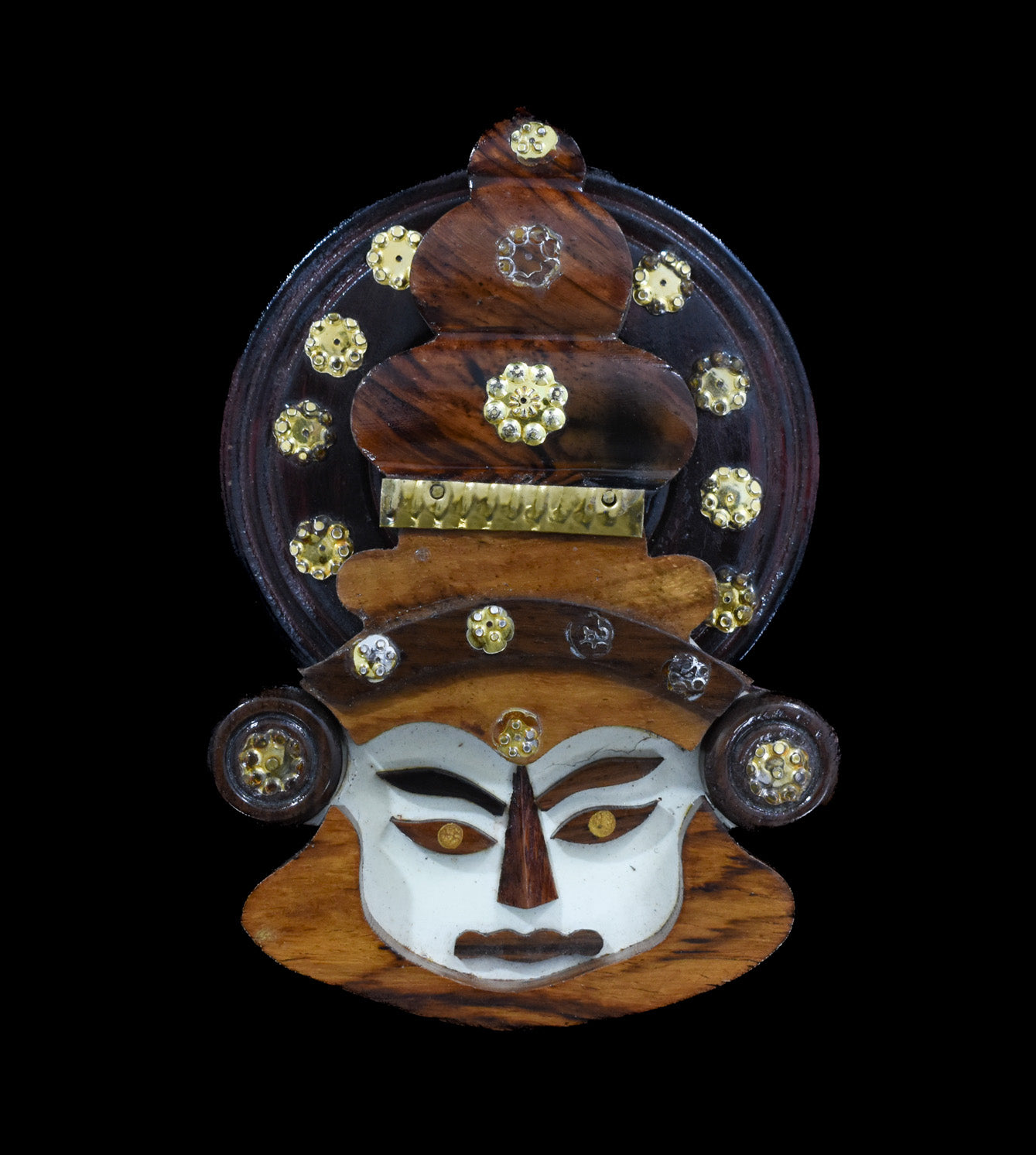 Keralashopee Handcrafted Kathakali Face in Wood Vintage