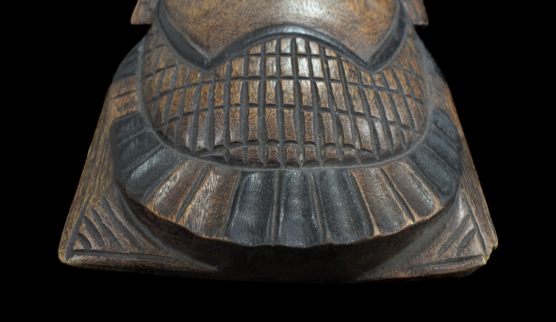 Aztec Mayan Mask Handcrafted Wood Flat Decor Vintage Used