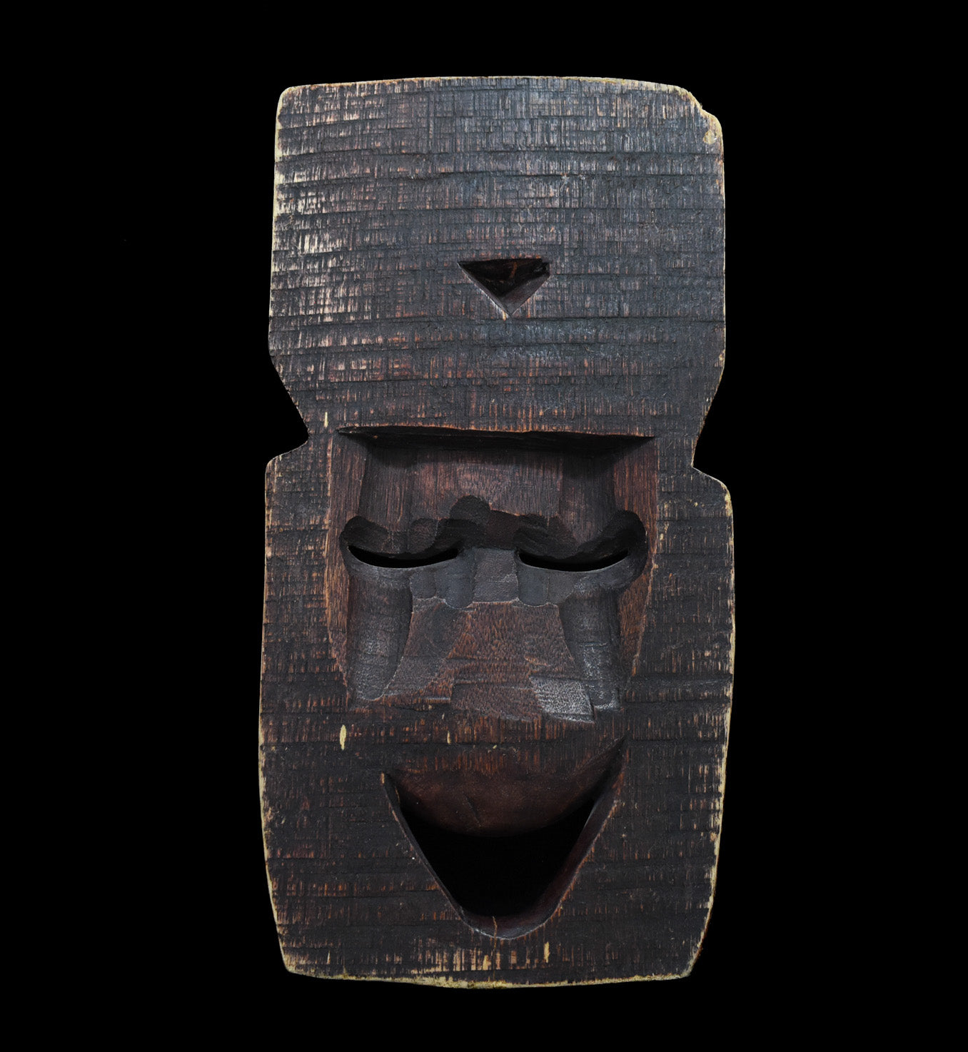 Aztec Mayan Mask Handcrafted Wood Flat Decor Vintage Used