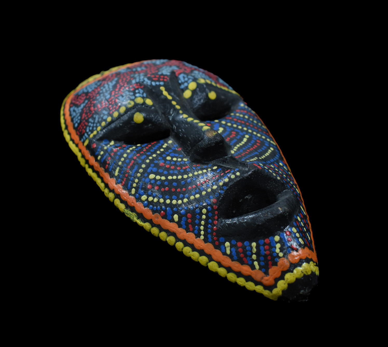 Tiki Mask Small Red Blue Yellow Orange Wood Hand Carved