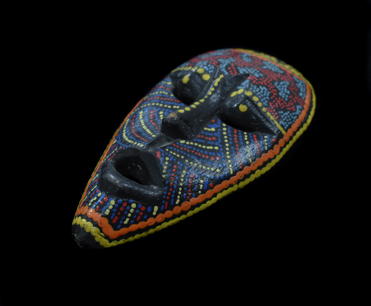 Tiki Mask Small Red Blue Yellow Orange Wood Hand Carved