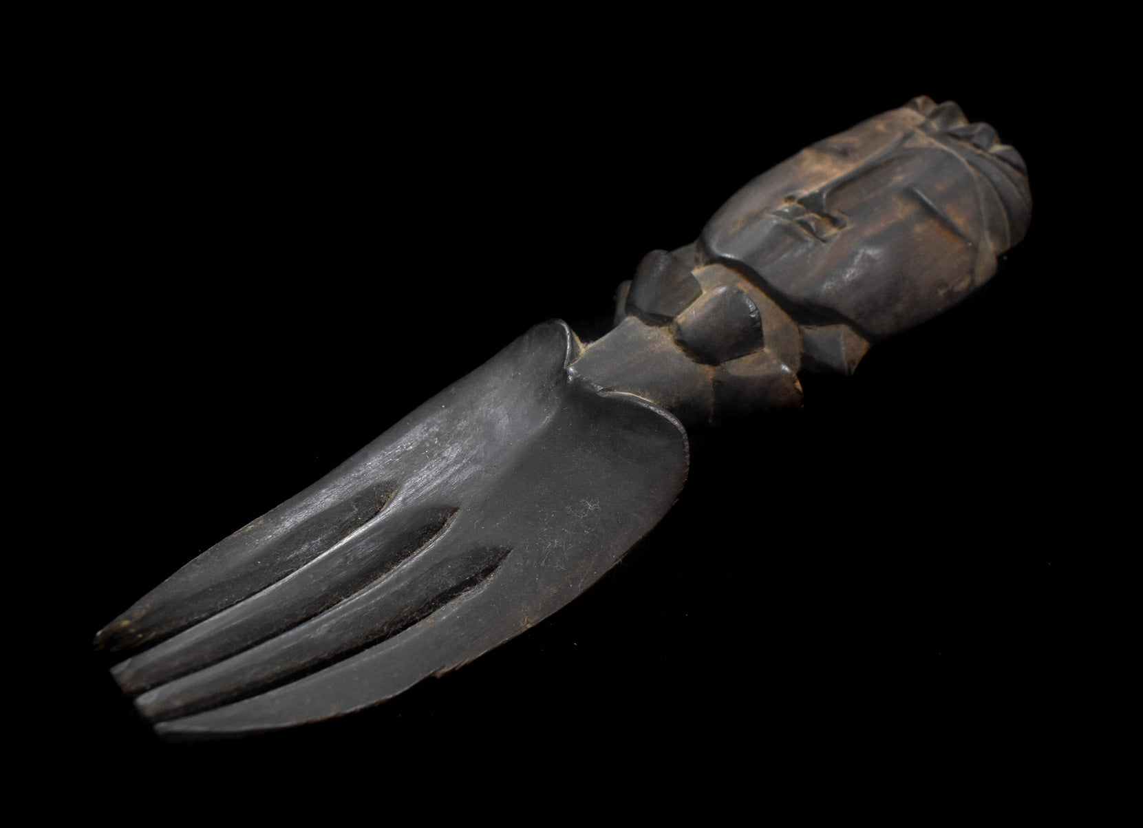 Hand Carved Wood Fork Authentic 7inch Tiki Style Unknown Artist