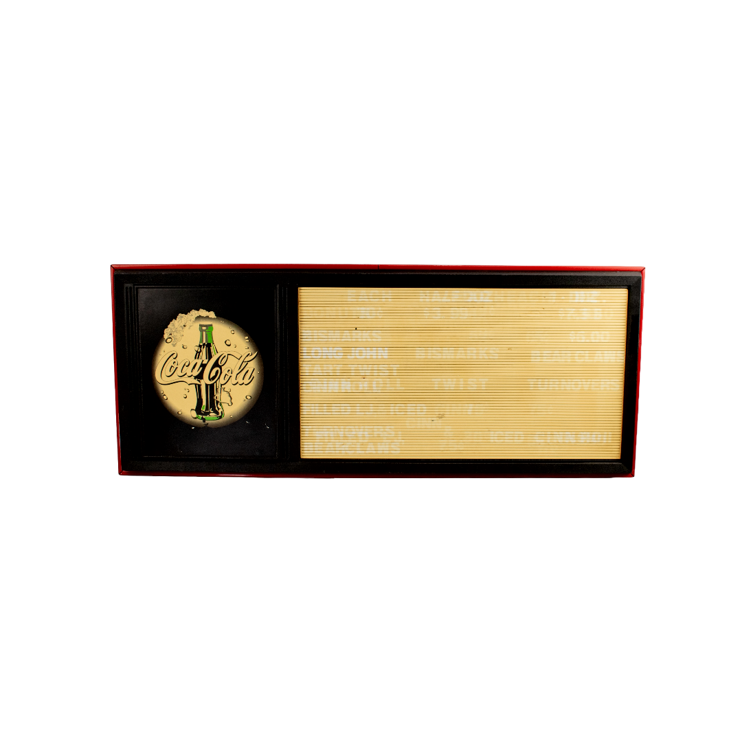 Vintage Coke Menu Board Coca Cola Sign 43x17in Used Bar Sign Food Menu