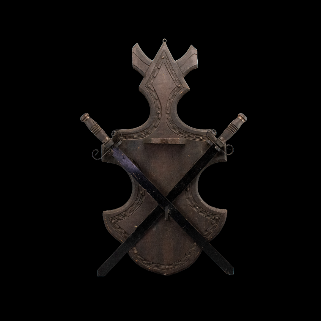 Sword And Shield Wood Display Mexico Vintage 36x19 Used