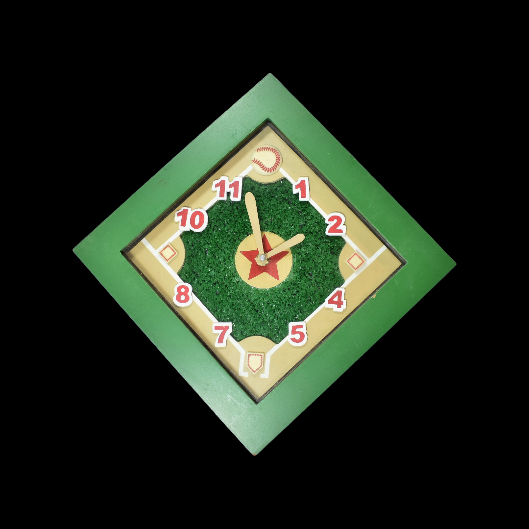 Baseball Clock 10x10 Used Clock Kids Bedroom Hanging Clock Green Boys Used