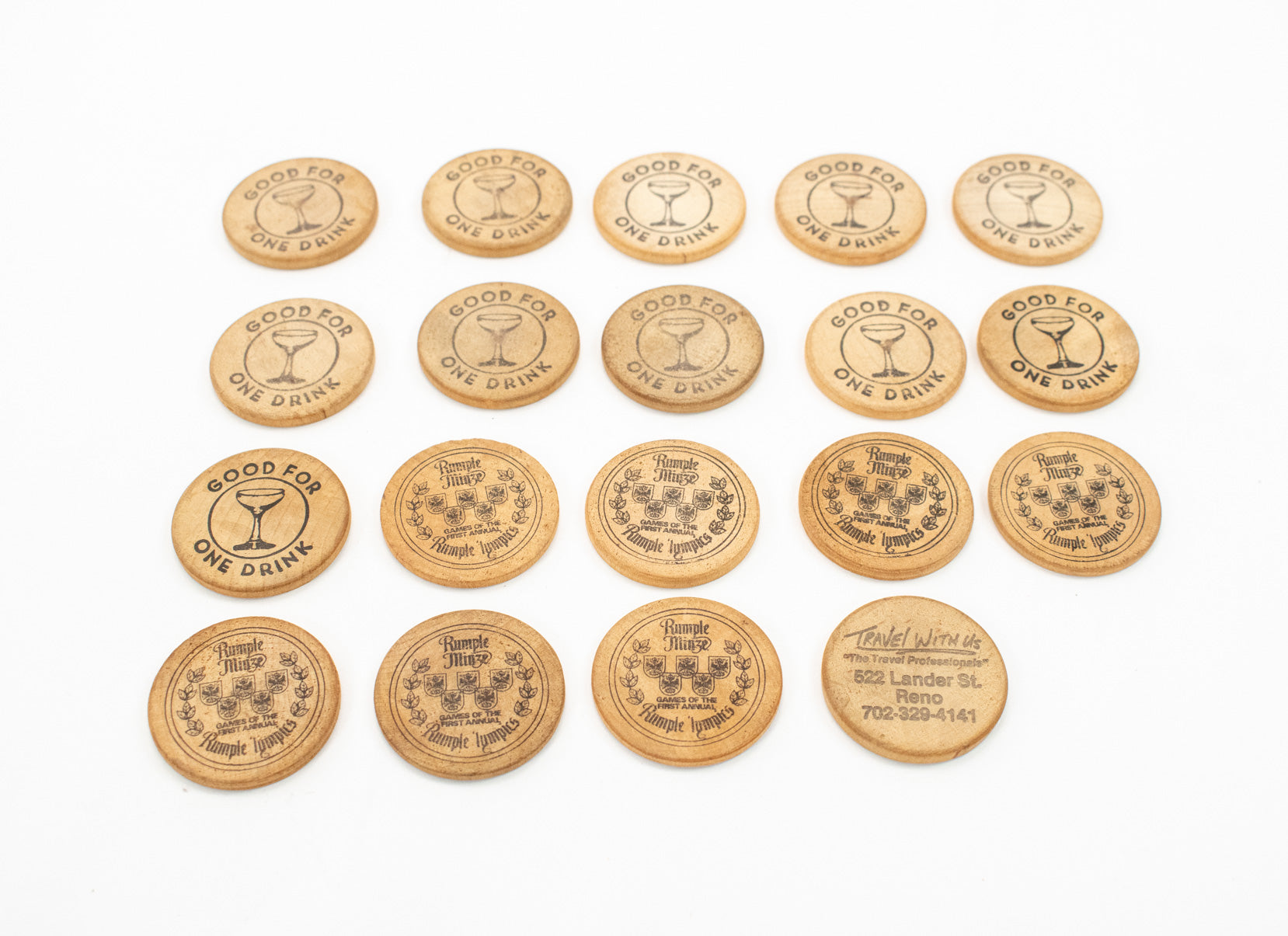 Vintage Bar Tokens Lot of 19 Good For One Drink Used Lot