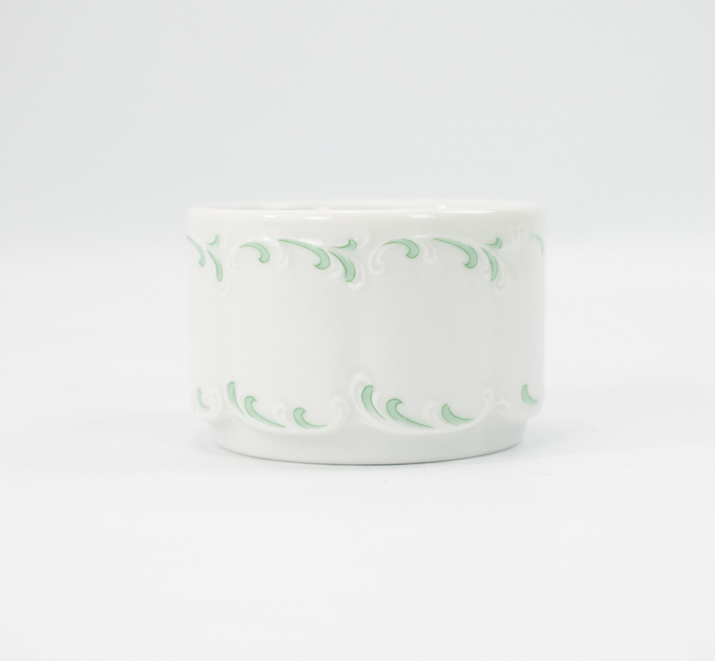 Classic Rose Small Ceramic White and Green Loral Cup