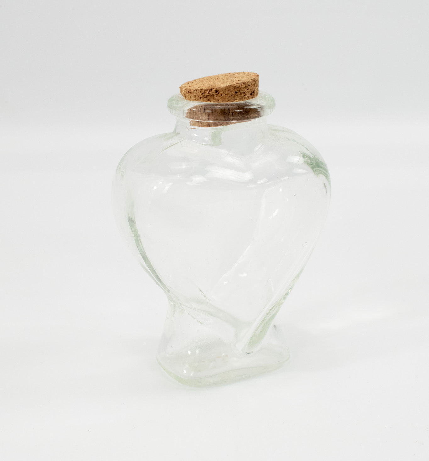 Glass Container Clear Heart Jar Corked bottle 4 and half inch used
