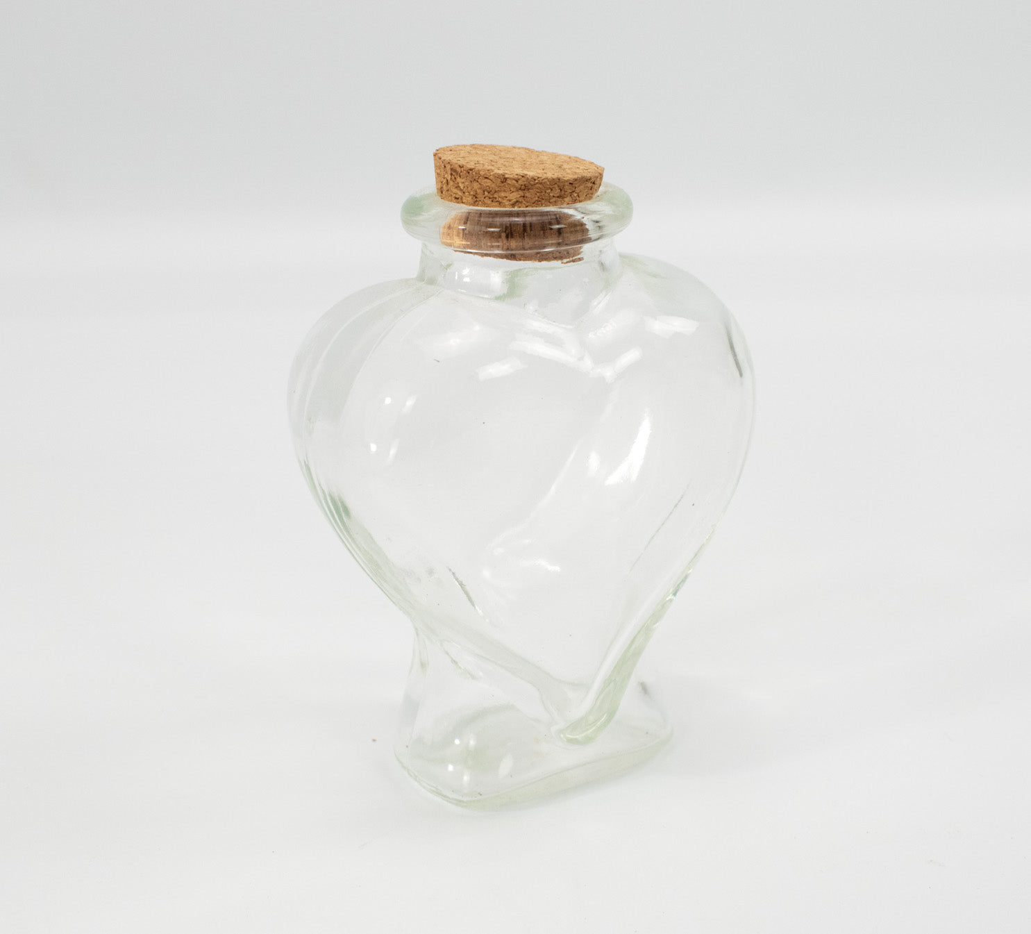 Glass Container Clear Heart Jar Corked bottle 4 and half inch used