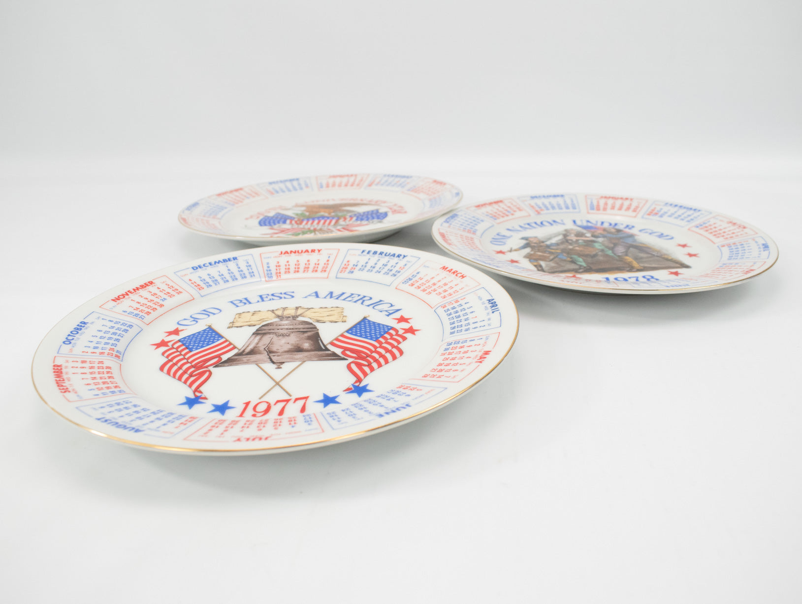 Spencer Gifts 1975 Exclusive United States Plate Set of 3 Rare American Pride USA