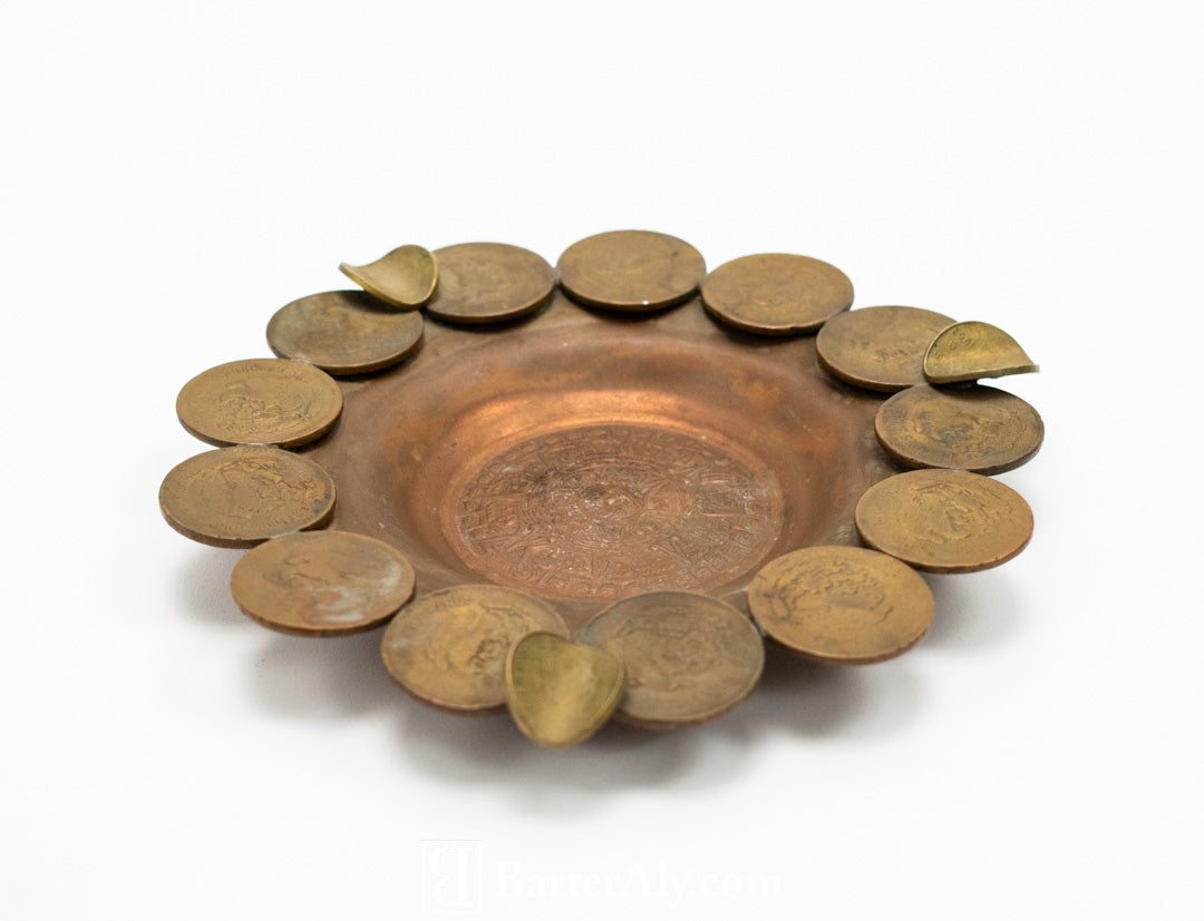 Vintage Brass Coin ash tray used 5inch custom made Collectible