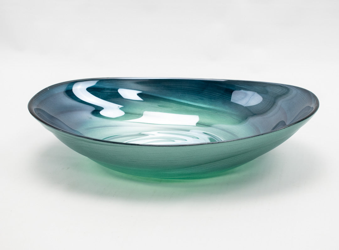 Glass Bowl Table Decor USED 15 Inch Mixed Color Teal Blue Green
