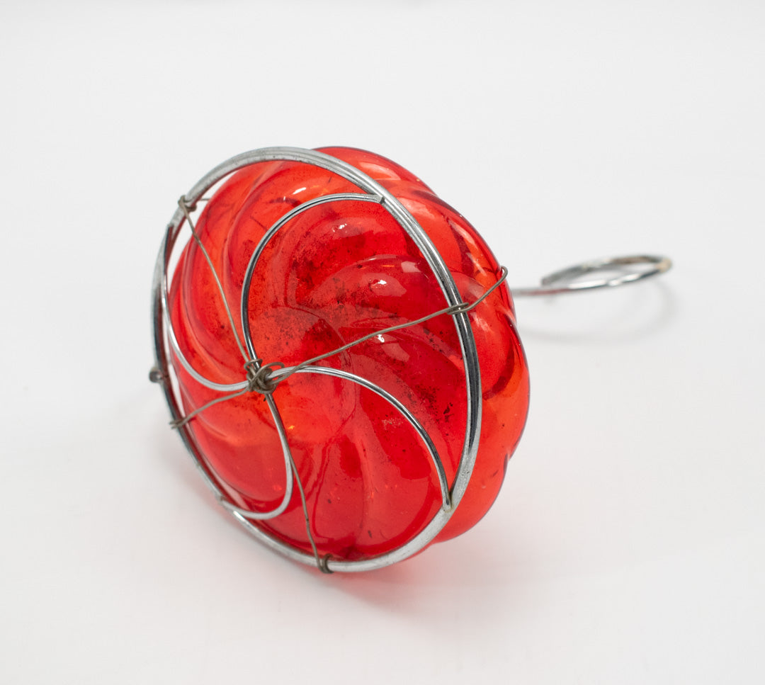 Garden Decor Hanging Red Glassware used Silver 9 inch