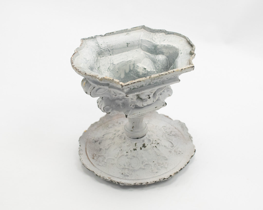 Victorian White Stand Used Metal Heavy podium White 5 inch tall