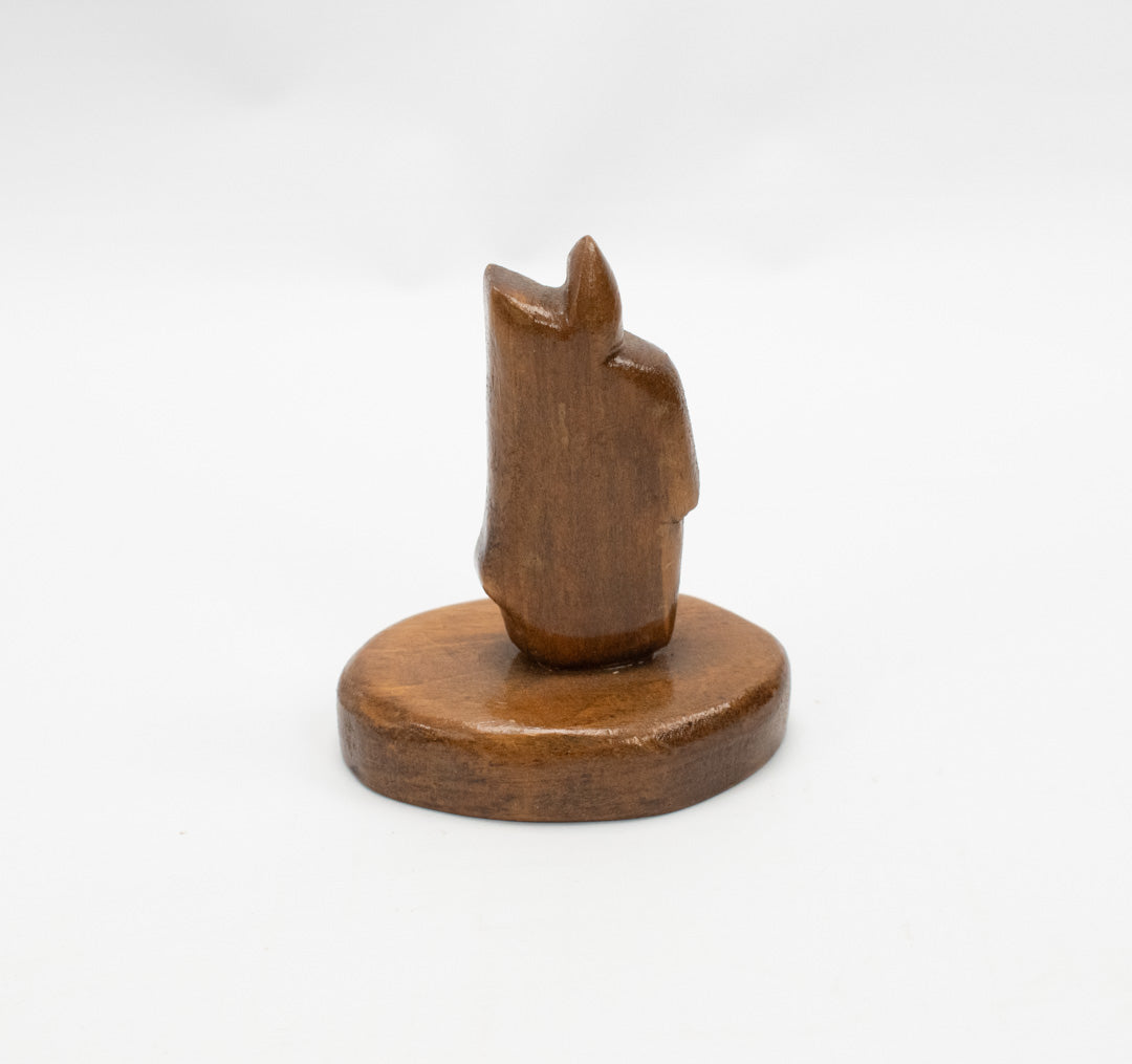 Vintage Carved Wood Piece Used Brown Hand Carved Art Piece 4inch