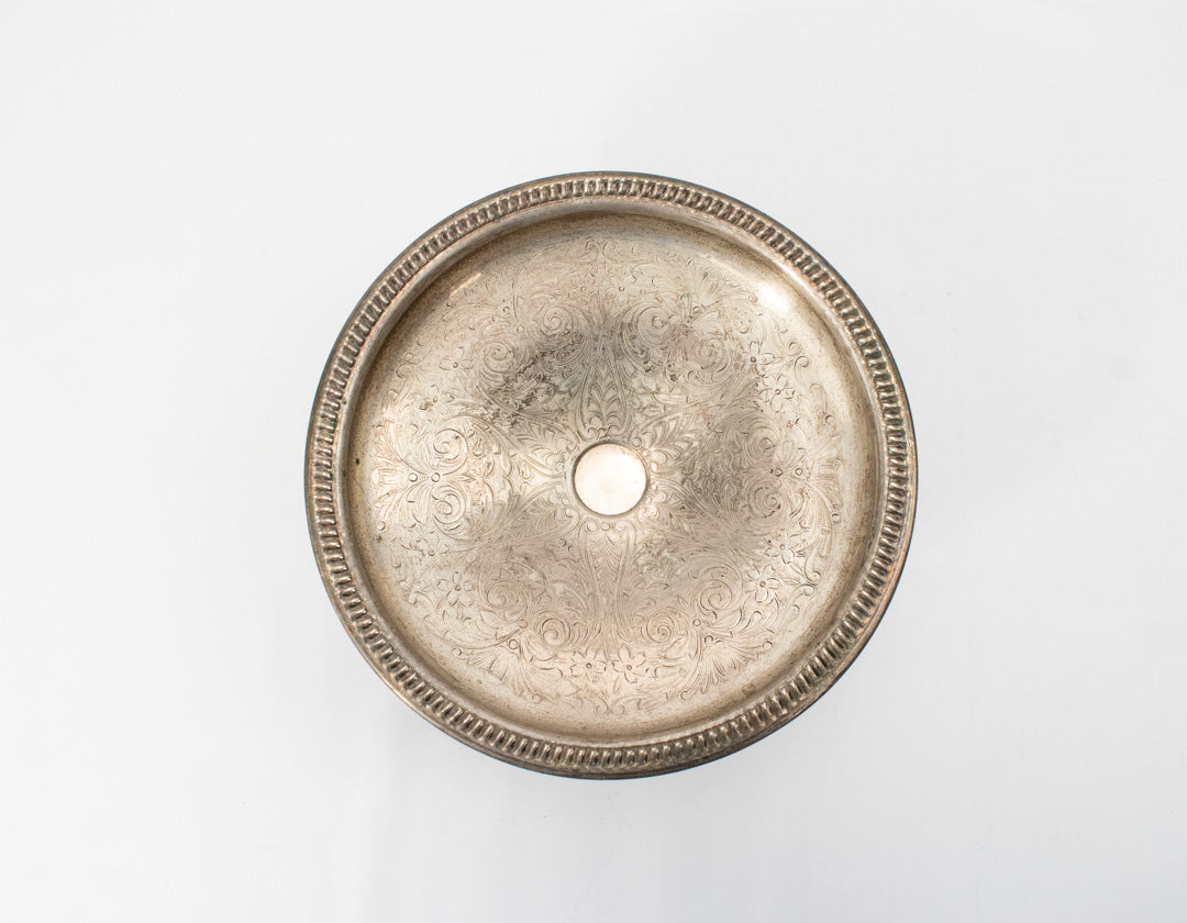 Vintage Serving Dish Tray Standing Metal Used