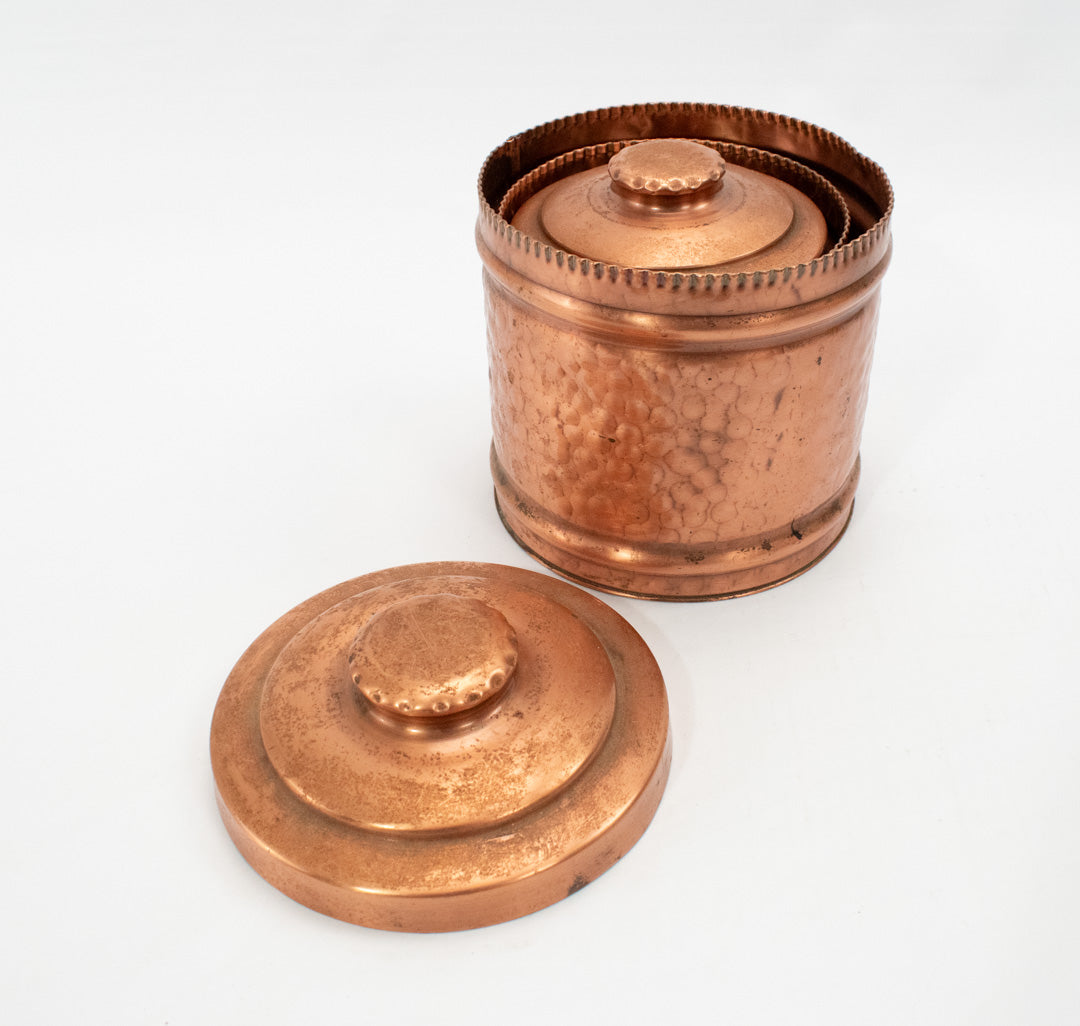 Vintage Solid Copper Containers Set Dry Storage 3x