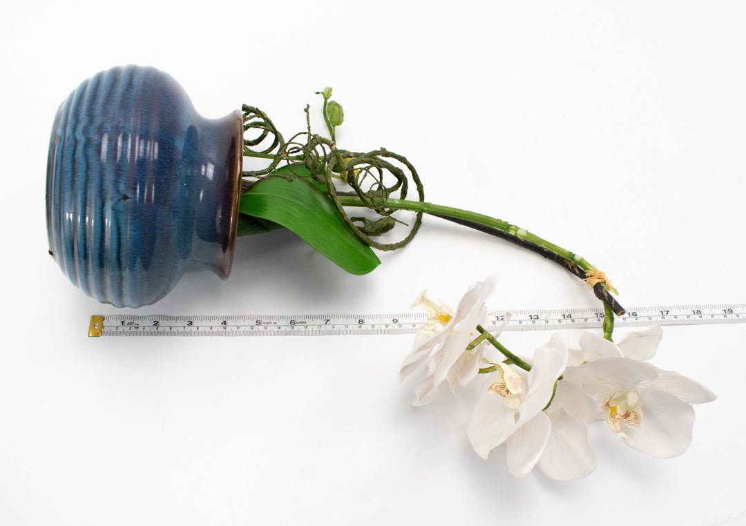 Home Decor Flower and Pot Blue & White Flowers 15in
