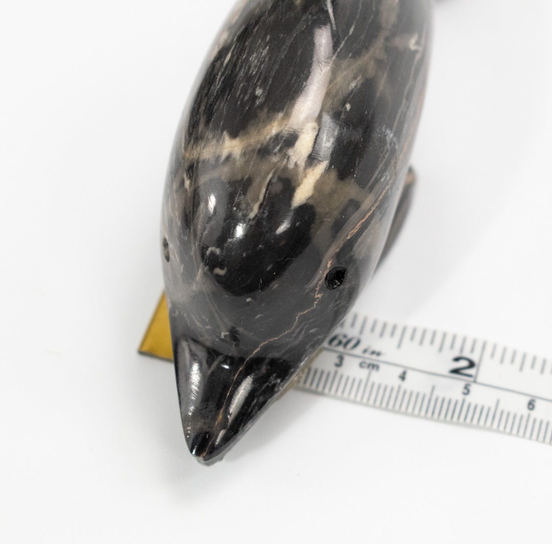 Dolphin Statue 5 inch Stone Granite Small Used Black & Gray
