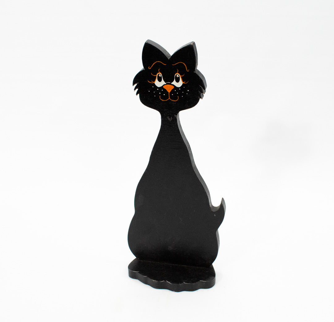 Black Cat Halloween Wood Standing Home Decor Used