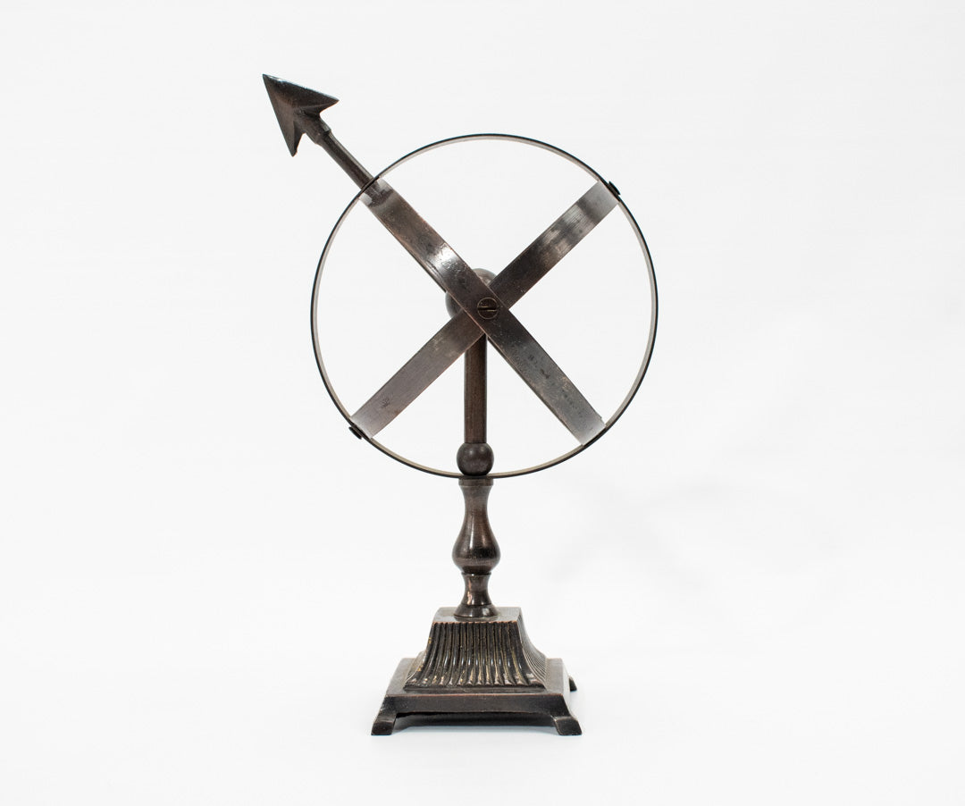 Diez Globe Armillary Sphere Global Arrow Statue Black Metal Used 9in