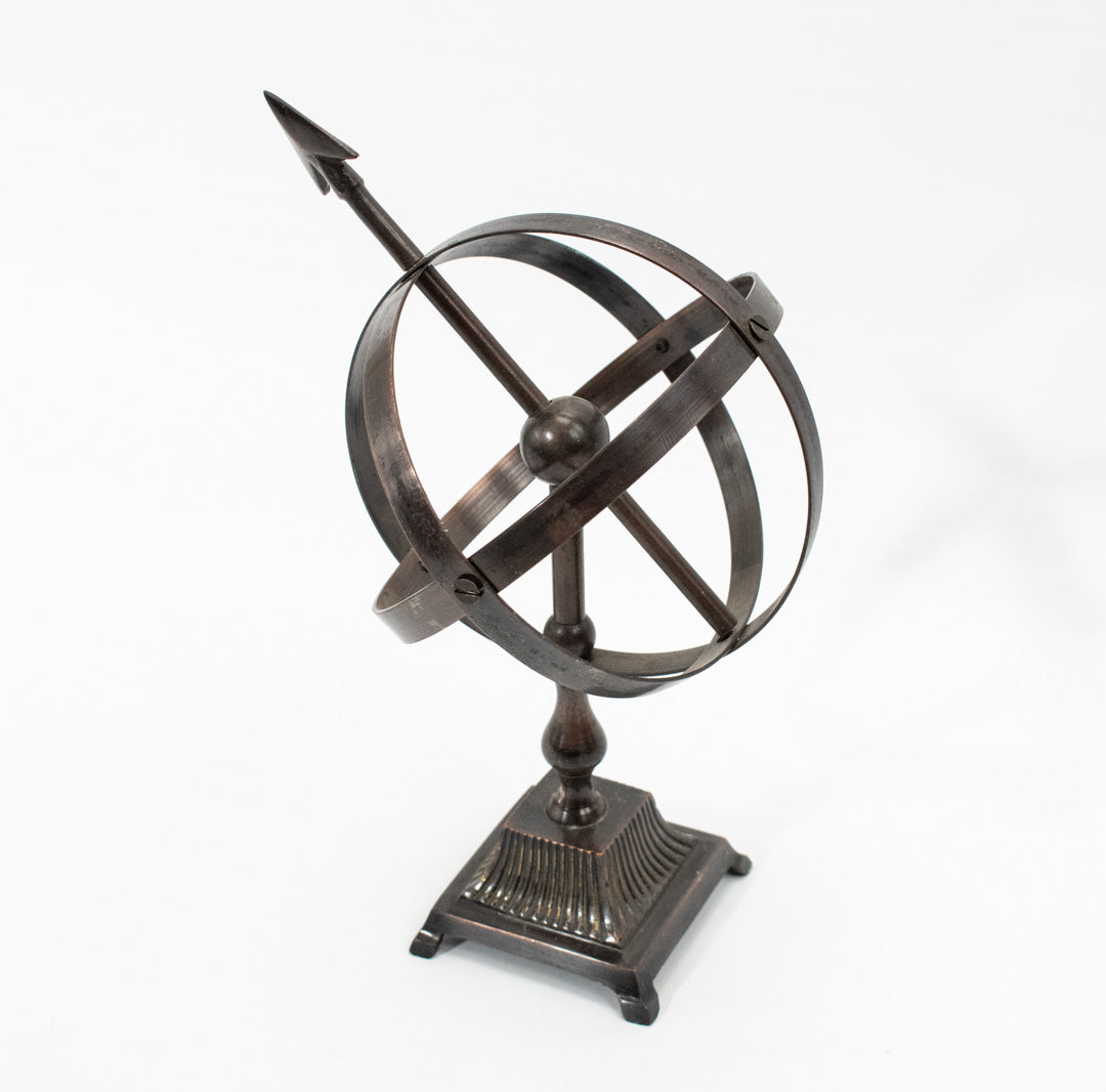Diez Globe Armillary Sphere Global Arrow Statue Black Metal Used 9in