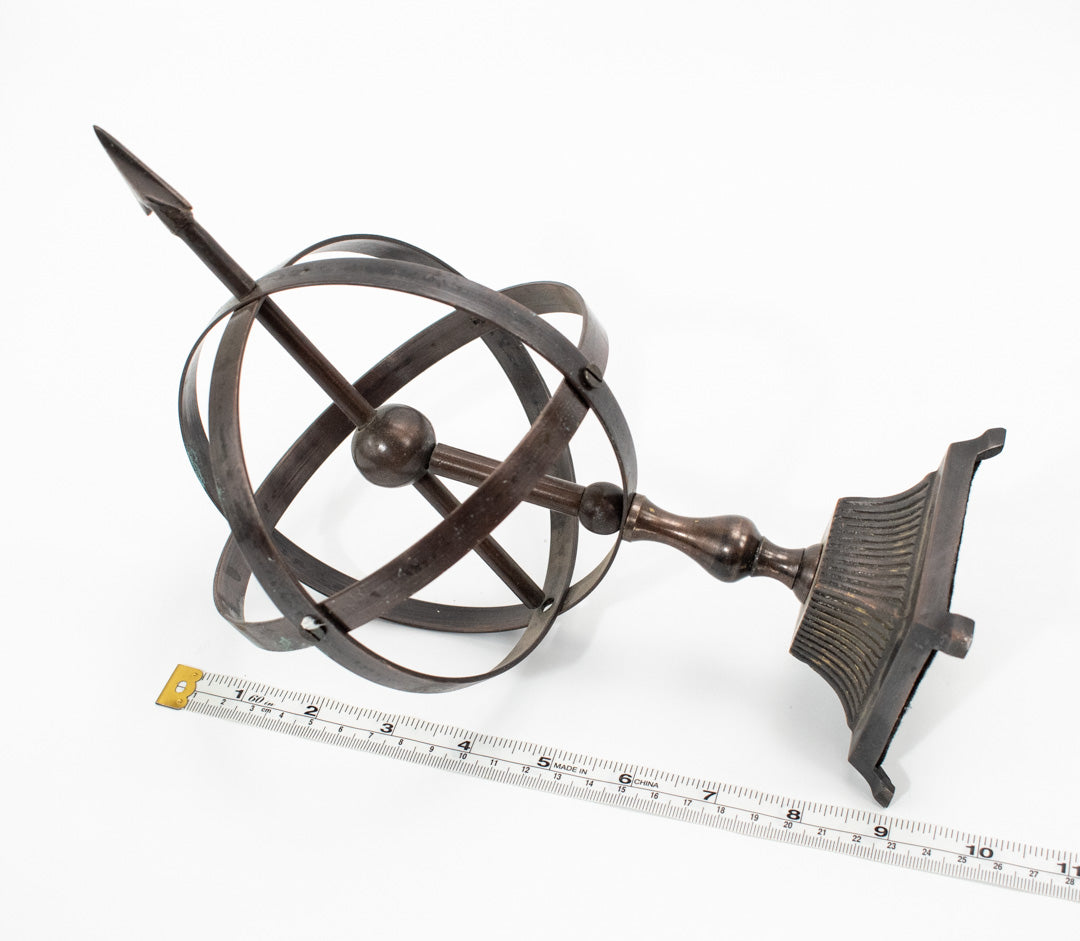 Diez Globe Armillary Sphere Global Arrow Statue Black Metal Used 9in