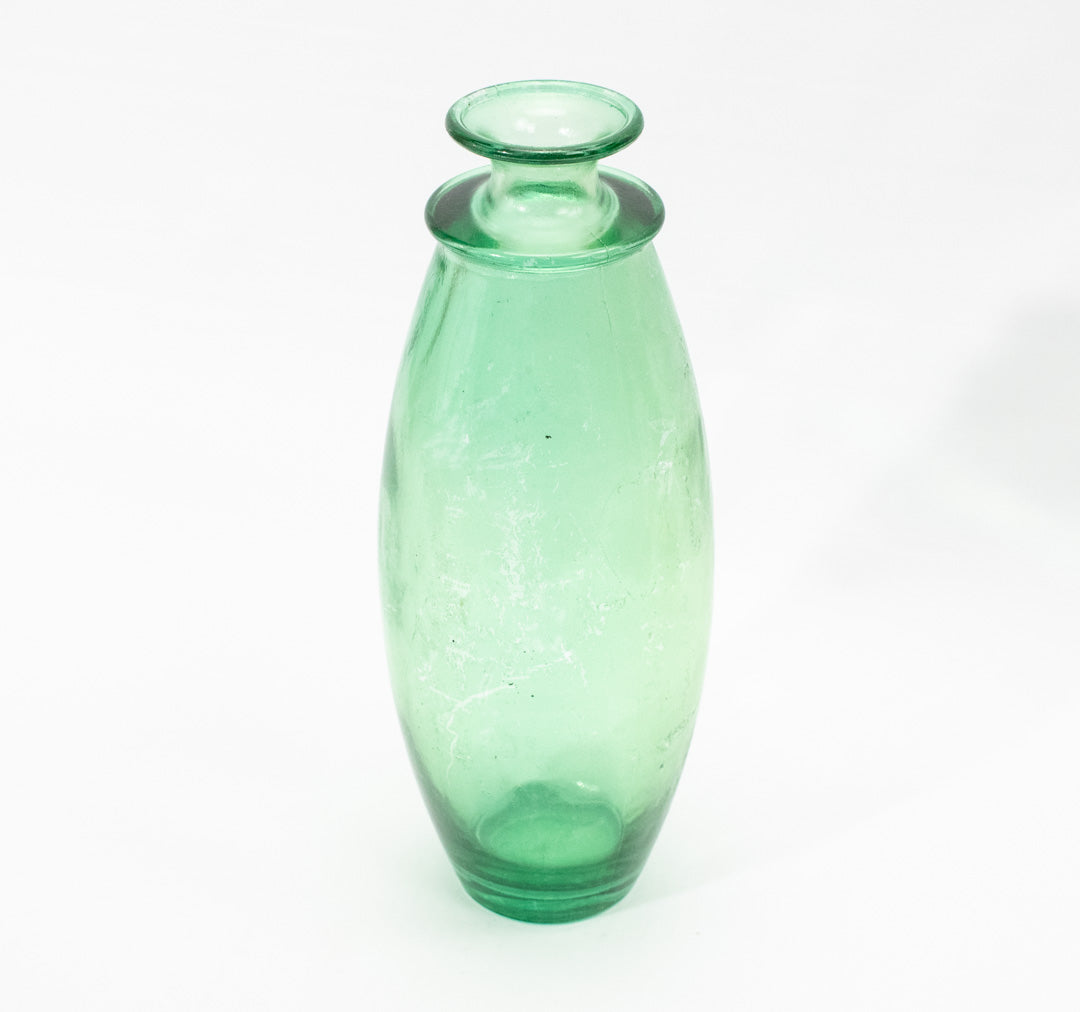 Vase Home Decorative Center Piece Green Glass Standing Used 12in
