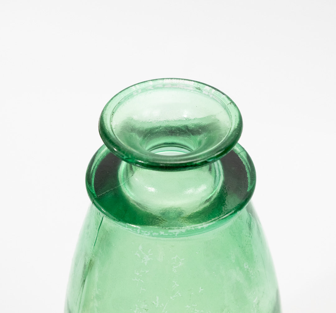 Vase Home Decorative Center Piece Green Glass Standing Used 12in
