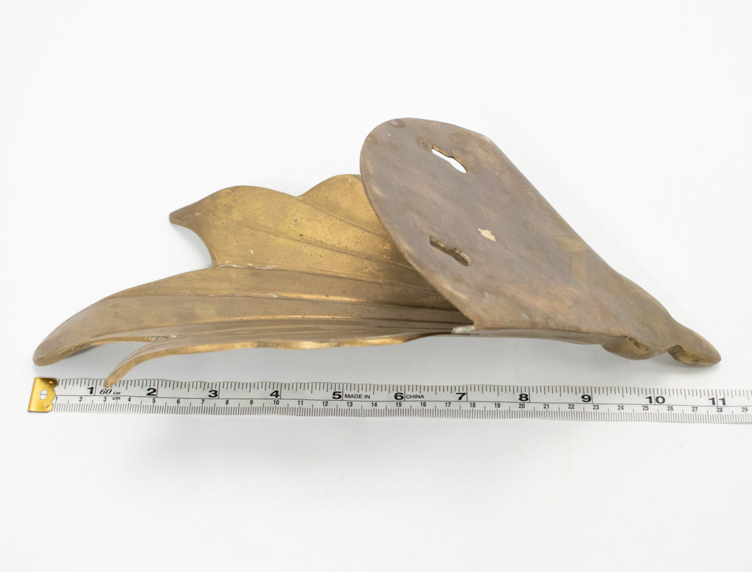 Brass Bronze Wall Decorative Metal Leaf Shell Pocket Piece Used 11in