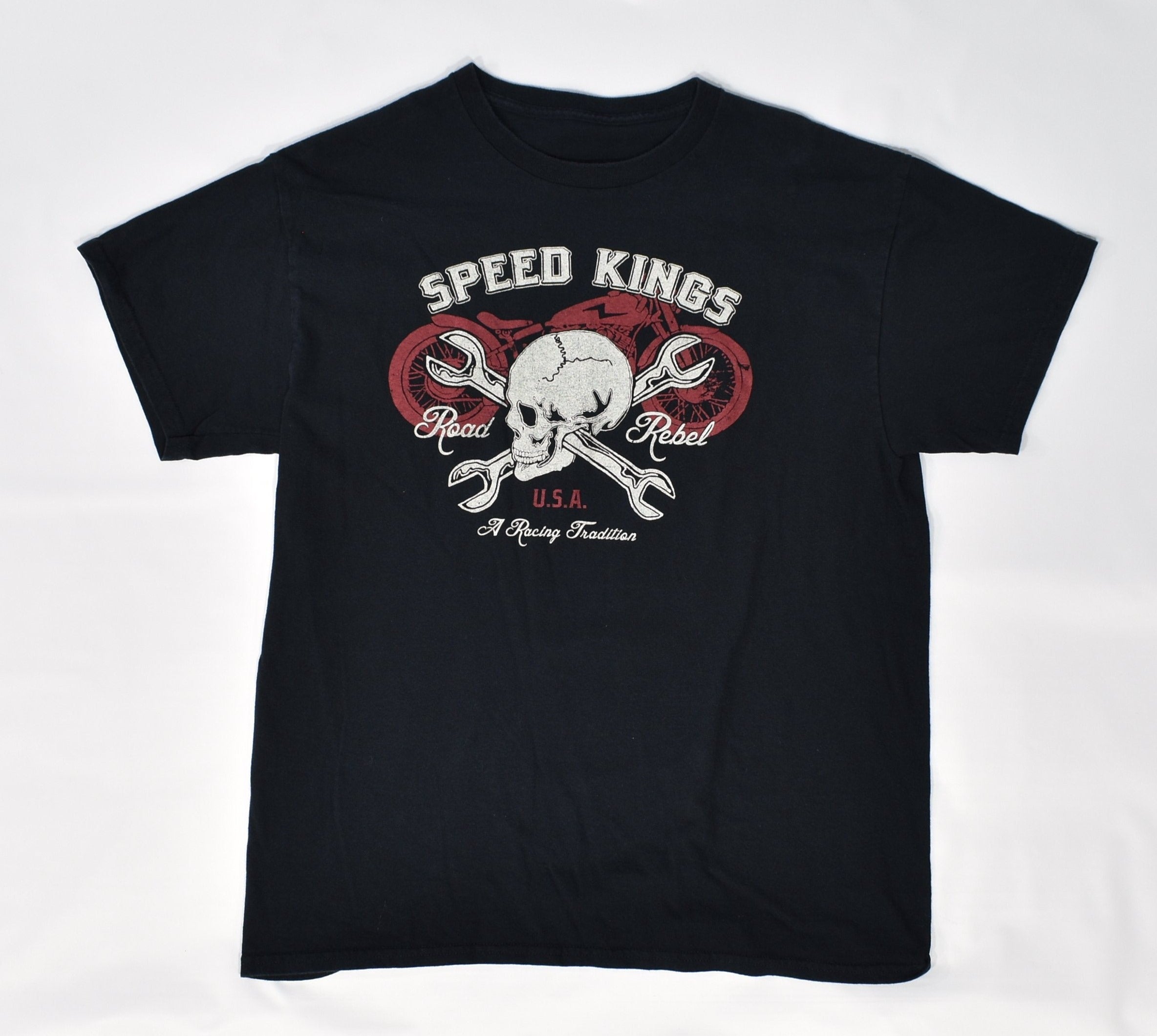 Speed Kings USA A Racing Tradition Mens T-Shirt Medium Black Short Sleeve