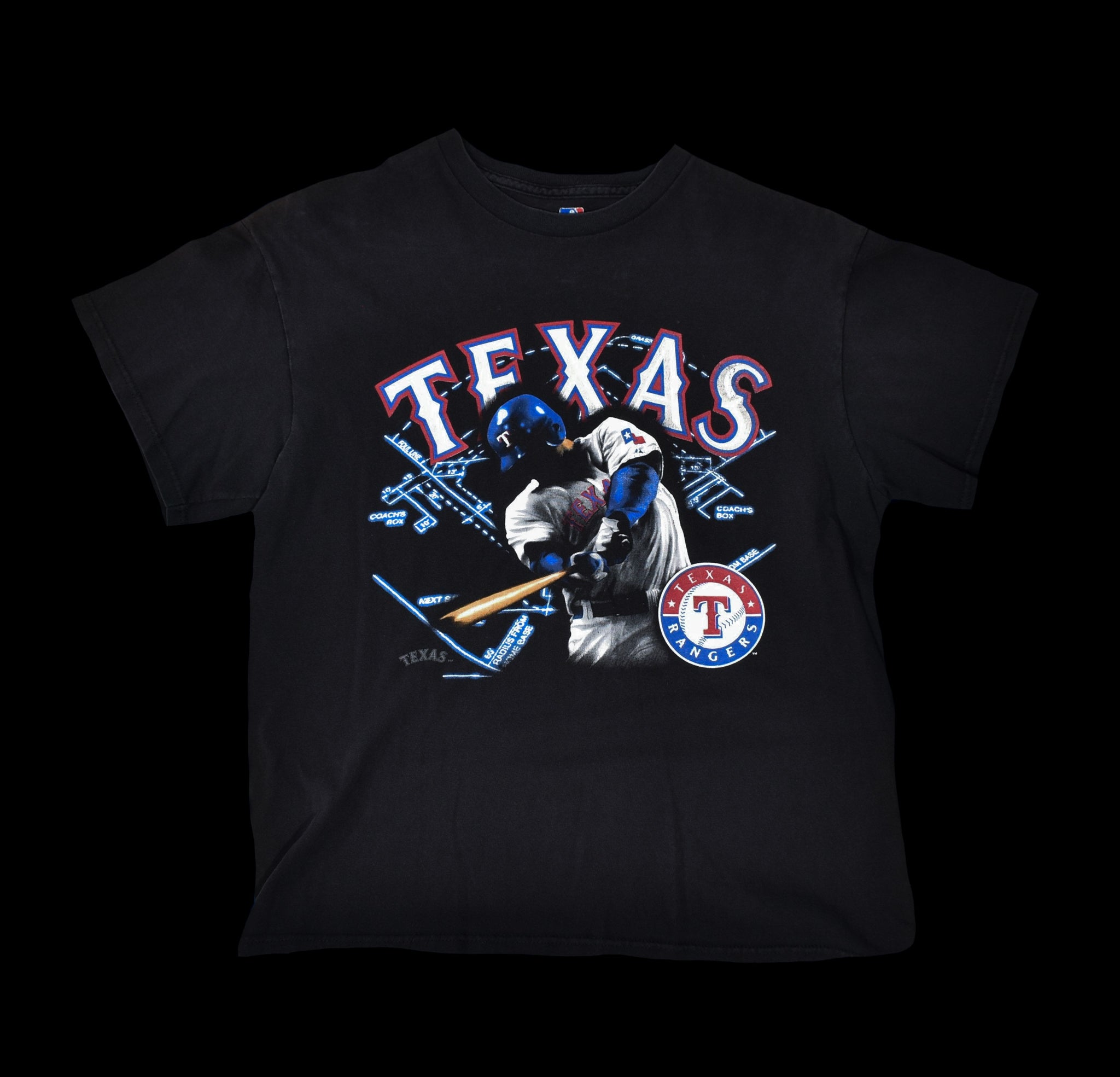 Texas Rangers Baseball MLB T-Shirt Black Adult Medium Genuine Merchandise