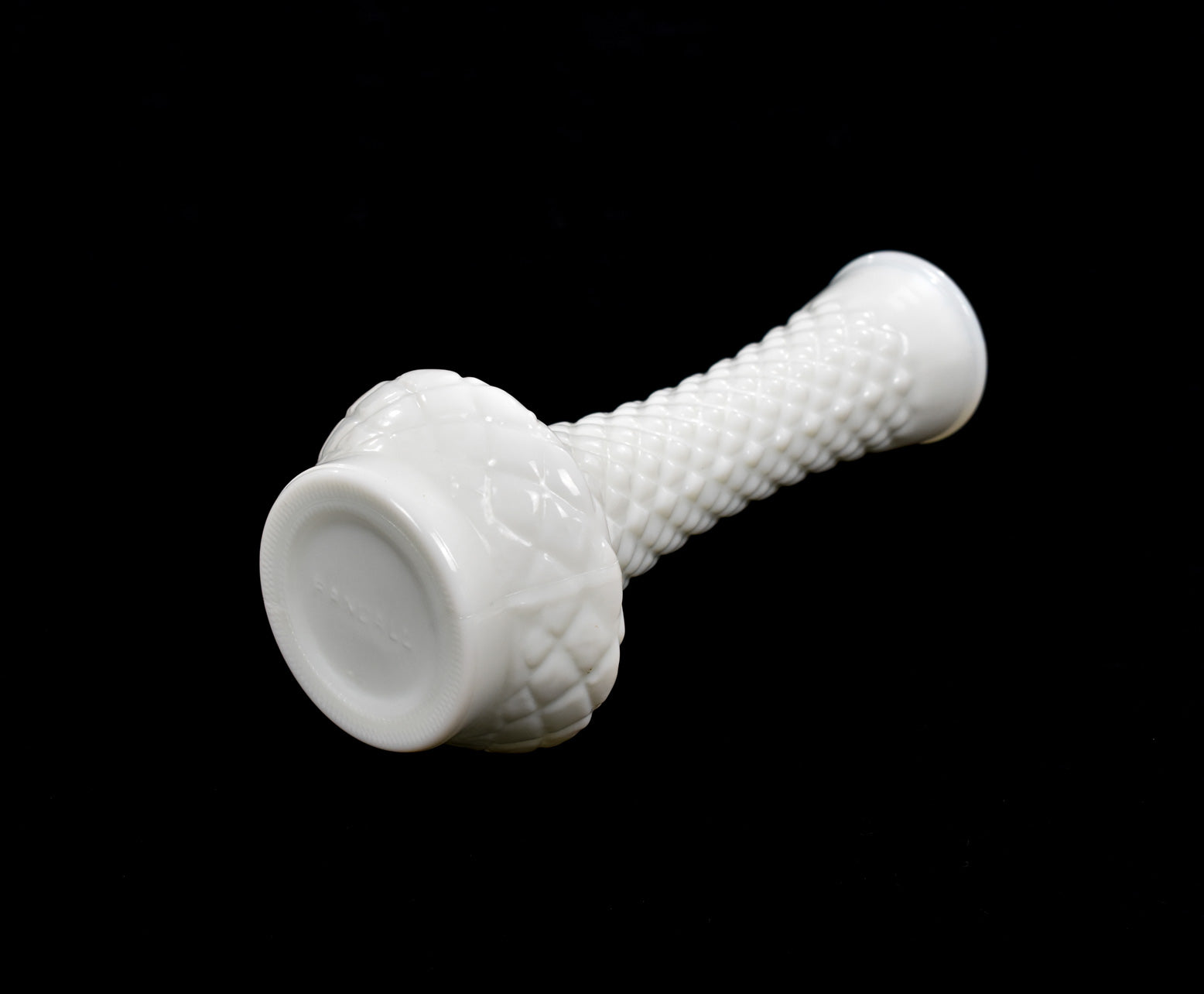 Vintage White Milk Glass Vase Randall 9in Tall Diamond Cut Glass Vase