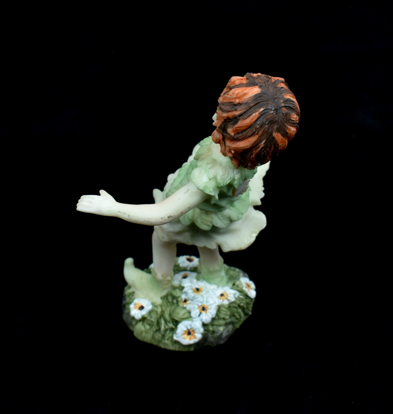 Red Haired Girl Faerie Flower Figurine Green Fairy Figurine Used